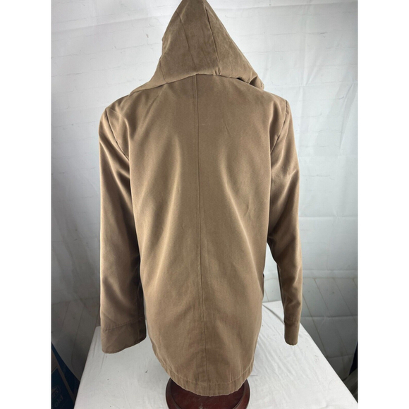 Women’s London Fog Full Zip Jacket Size Petite Small Beige Detachable Hood EUC - Picture 2 of 5